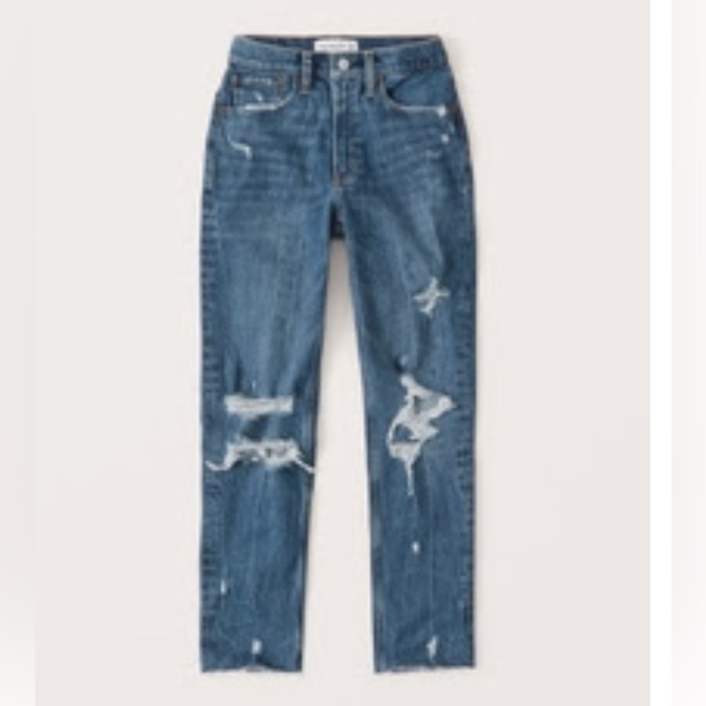 Abercrombie & Fitch Distressed High Rise Mom Jeans | Size 25, Short